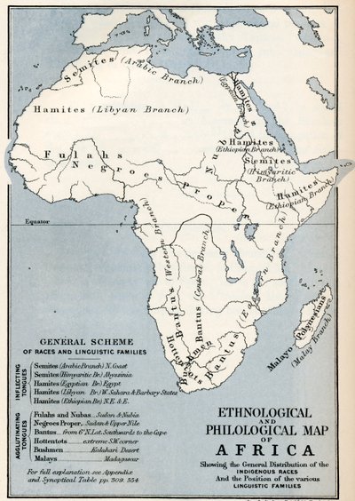 Mapa etnológico e filológico de África como era no século XIX, de" África" de Keith Johnston, publicado em 1884. de Ferdinand Georg Waldmuller
