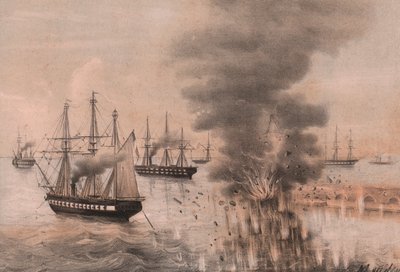Explosão da lanterna de Ancona ao lado do mar, cerco de Ancona de William Walcutt