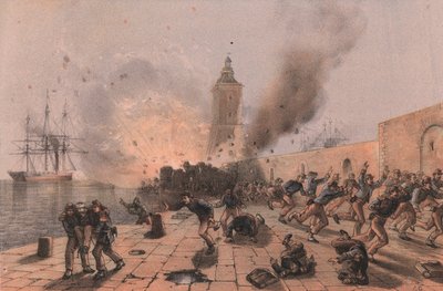 Explosão de barril de pólvora de Lanterna, cerco de Ancona de William Walcutt