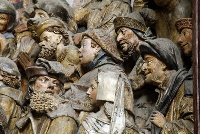 FRANÇA. Hauts-de-France. SUM. Amiens. A Catedral de Nossa Senhora. Muro Sul do coro. Detalhe dos baixos-relevos que representam a história de Santa Fermin (Firmin d