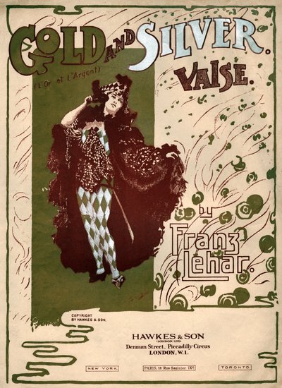 Ouro e prata, valsa de Franz Lehar. por volta de 1904 (ilustração) de . .