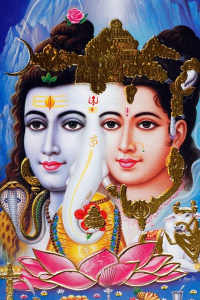 Deus hindu Shiva e deusa Parvati. de . .