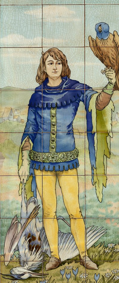 Vista interior, painel de azulejos, pintor Furcy Ernest Tondeur, executor Boch Frères La Louvière de . .