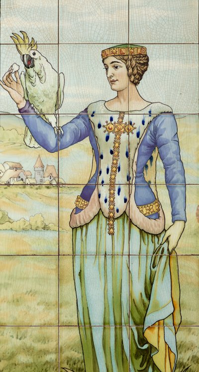Vista interior, painel de azulejos, pintor Furcy Ernest Tondeur, executor Boch Frères La Louvière de . .