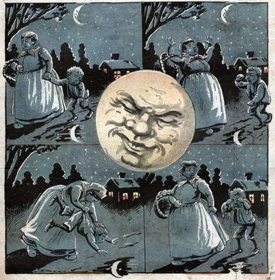A lua em uma poça. Lua em uma poça. de Ferdinand Georg Waldmuller