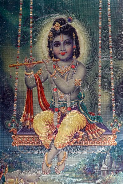 Senhor Krishna com flauta. Deus hindu. de . .