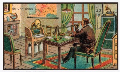 Gravação de correio em um gramofone, c.1910 de . .