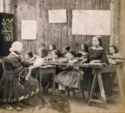 Aula de matemática, c.1890 (foto) de Frederick (attr. to) Barnard