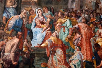 Presépio. Fresco. Igreja de San Donato. Génova. Itália. de . .