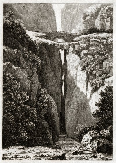 Pontes naturais de Icononzo, Colômbia. cerca de 1840 (Gravura) de . .