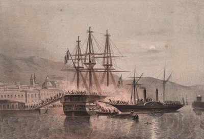 Navio napolitano Monarca atacado por Tuckery, no porto de Castellammare de William Walcutt