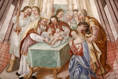 Igreja de Nossa Senhora da Assunção de Cordon. Fresco. A circuncisão de Cristo. França. França. de . .