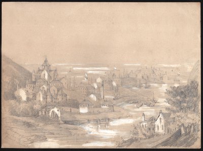 Panorama da cidade de Fecamp, Normandia. 1841 (Desenho) de . .
