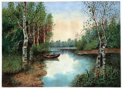 Lagoa com um barco, cerca de 1930 de . .