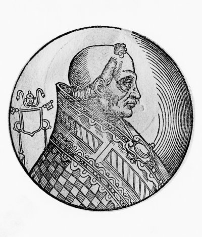 Retrato de Bonifácio II (falecido em 532), 55º Papa da Igreja Católica de 530, gravura de William Walcutt