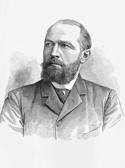 Retrato de Emil von Behring (1854-1917), fisiologista e bacteriólogo alemão, Prémio Nobel da Química em 1901, gravura de William Walcutt