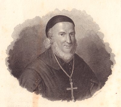 Retrato do Bispo italiano Adeodato Turchi (1724-1803), gravura em cobre de Guzzi de pintura de Francesco Vicira de William Walcutt