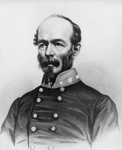 Retrato de Joseph Eggleston Johnston (1807-1891), oficial do Exército americano durante a Guerra México-Americana, Guerra das Seminole e Guerra Civil Americana, gravura de William Walcutt