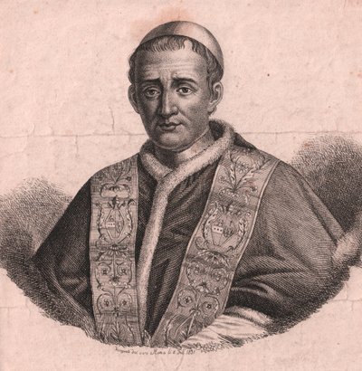 Retrato do Papa Gregório XVI (1765-1846), gravura e burina, do desenho ao vivo, Roma, 5 de fevereiro de William Walcutt