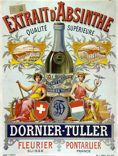 Publicidade para o absinto DOrnier Tuller, cromolitografia 1890 de Frederick (attr. to) Barnard