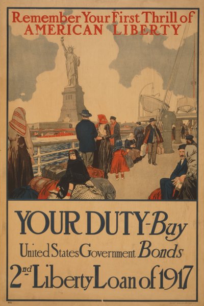 Lembre-se de sua primeira emoção da liberdade americana, seu dever, compre títulos do governo dos Estados Unidos, 2º empréstimo da liberdade de 1917 de . .