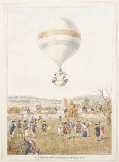 A subida de Sadler de balão de Hackney de Frederick (attr. to) Barnard
