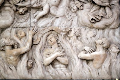 Basílica de Santa Maria delle Vigne. O Juízo Final, o inferno. A escultura. Génova. Itália. de . .