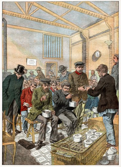 Cozinha de sopa para vagabundos em Paris de . .