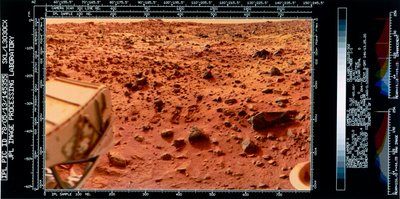 Nave Espacial, EUA, Viking Vista de perto da paisagem marciana do Viking 1 Lander de Ferdinand Georg Waldmuller