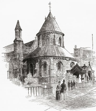 A Igreja do Templo, Londres, Inglaterra, vista aqui no século XIX. de . .