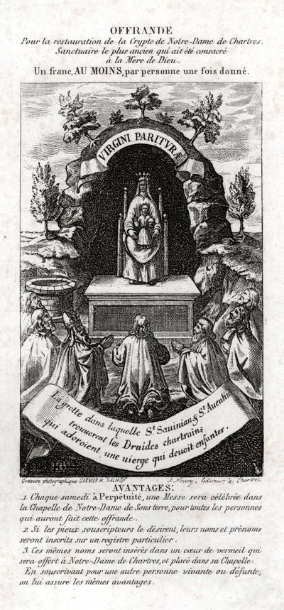 A Virgem Maria adorada pelos Druidas. cerca de 1850 (gravura) de . .