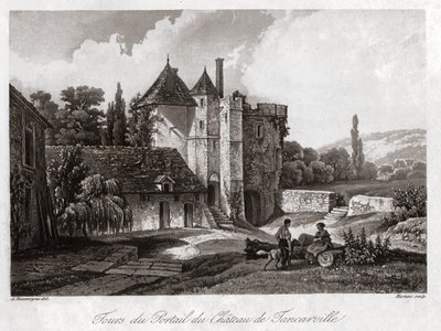 O castelo de Tancarville. cerca de 1840 (gravura) de . .