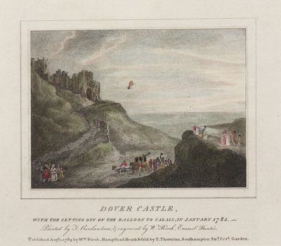 A primeira travessia do Canal por balão, 7 de Janeiro de 1785 de Frederick (attr. to) Barnard