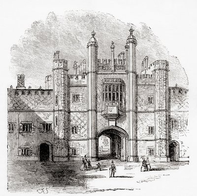 A porta de entrada para Eton College, Eton, Berkshire, Inglaterra, vista aqui no século XIX. de . .