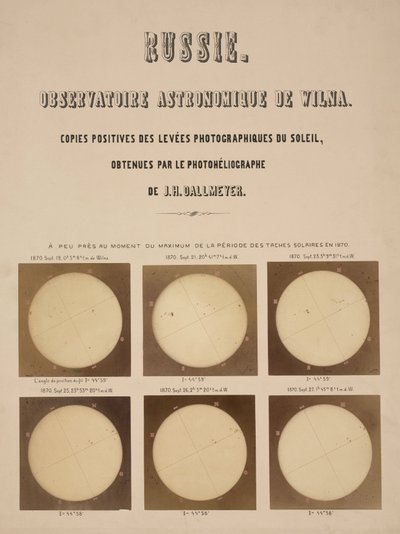 O sol, fotografado com um heliógrafo Dallmeyer, Vilnius, Lituânia de Frederick (attr. to) Barnard