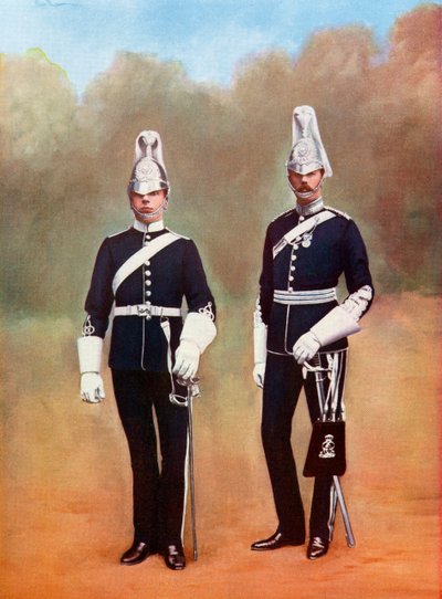 Yorkshire Dragoons, Oficial e Privado, de Picturesque History of Yorkshire, publicado c.1900 de Ferdinand Georg Waldmuller