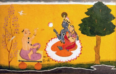 Jayadeva adorando Radha e Krishna de Manak
