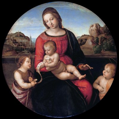 Maria com o Menino, João Batista e um Menino Santo (Madonna Terrranuova) de Raphael