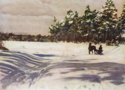 Uma cena de inverno na Letónia de after A. Langfier