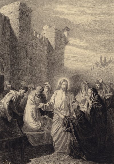 Cristo levanta o filho das viúvas de after Albert Robida