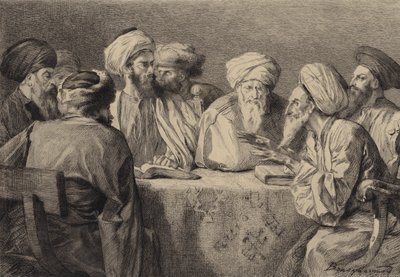 Conselho dos fariseus e herodianos de after Albert Robida