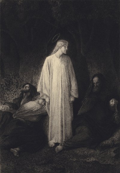 Jesus e os discípulos adormecidos de after Albert Robida