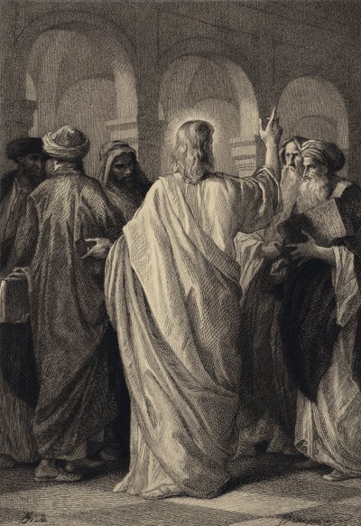 Jesus conversa com os doutores de after Albert Robida