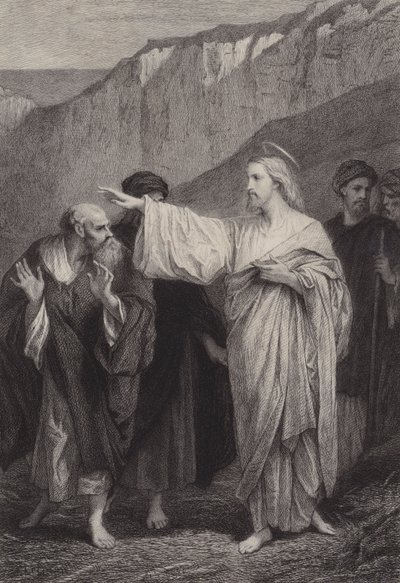 Jesus dá a Pedro a sua carga de after Albert Robida