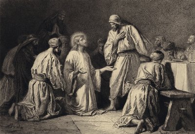 Jesus orando no meio de seus discípulos de after Albert Robida