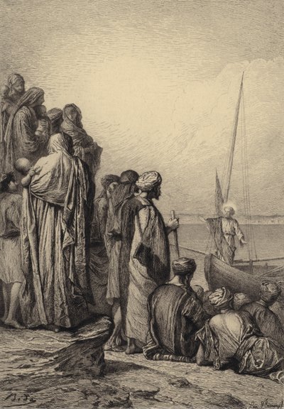 Jesus ensina em um navio de after Albert Robida