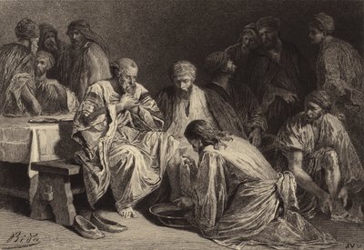 Jesus lavando os pés dos discípulos de after Albert Robida