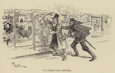 A caça de cartazes de after Albert Robida