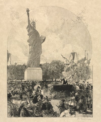 A liberdade iluminando o mundo, oferecida à cidade de Paris pelos americanos de after Auguste Louis Lepère