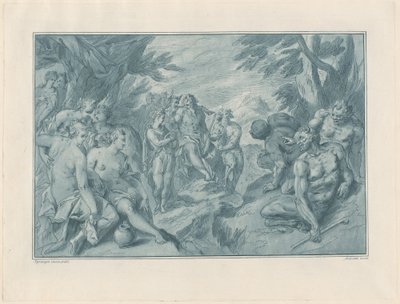 O concurso musical entre Apollo e Pan de after Bartholomaeus Spranger Andrea Scacciati